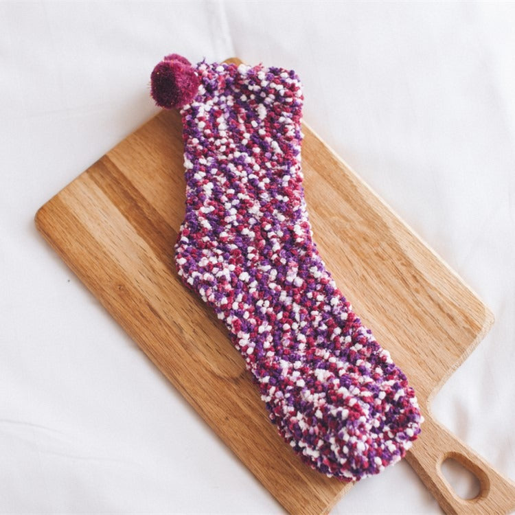 Coral Wool Socks Medium Tube Socks Cake Socks Thickened Warm Home Floor Towels Sleep Socks