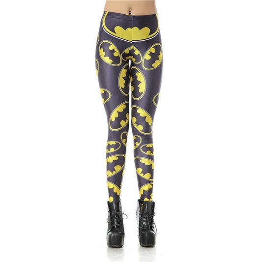 Women Batman Logo Badge Printed Skinny Leggings
