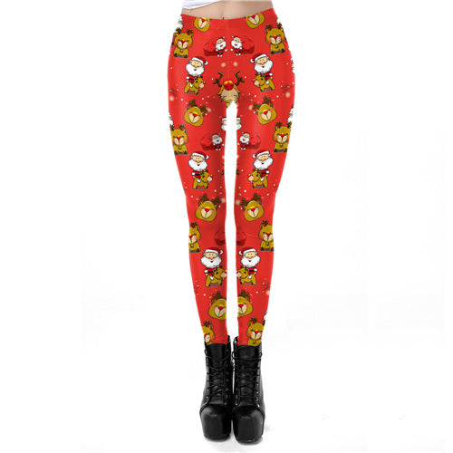 Women Christmas Elk Print Leggings