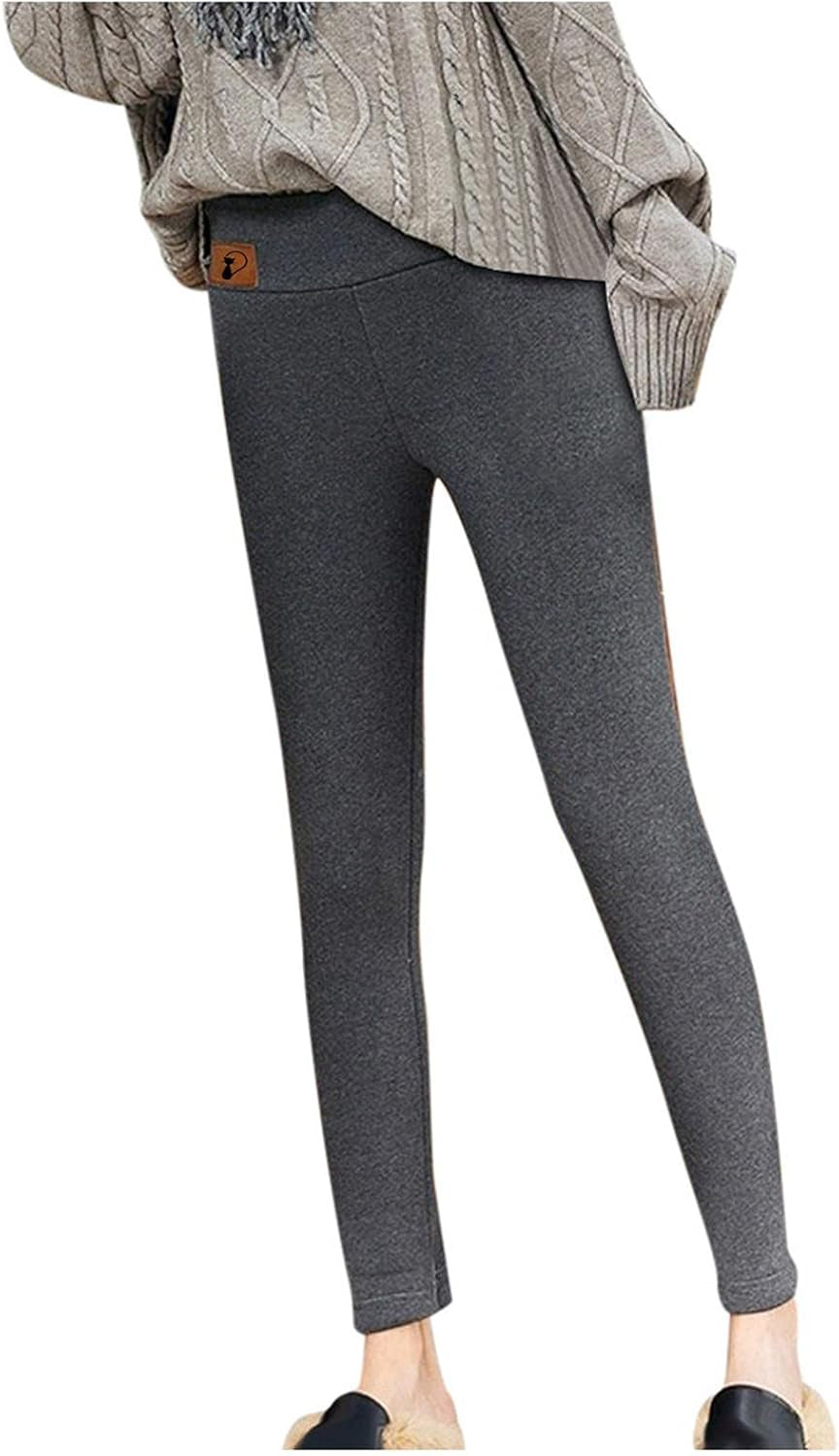 Fleece Leggings for Women plus Size, Womens Winter Thick Warm Long Pants Basic Fleece Lined Leggings