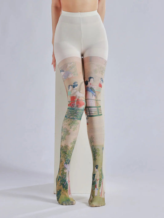 Pattern printed pantyhose with retro and personalized bottom socks