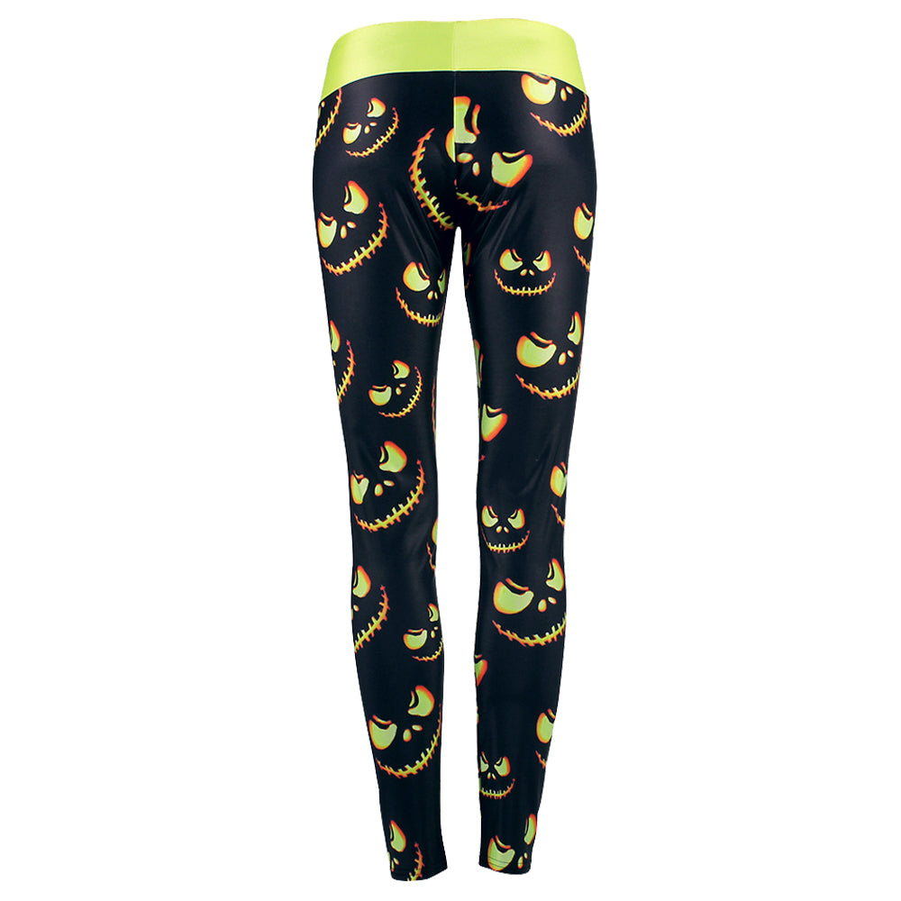 Wholesale Women Leggings Harvest Halloween Sporting Leggings Lighting Pumpkin Lantern Printed Mujer Leggins Pants