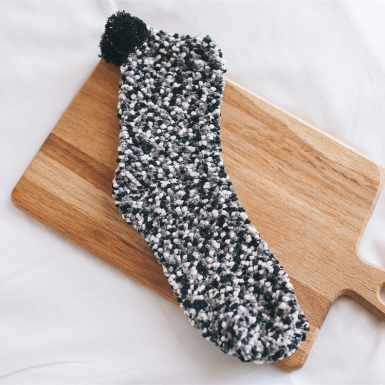 Coral Wool Socks Medium Tube Socks Cake Socks Thickened Warm Home Floor Towels Sleep Socks