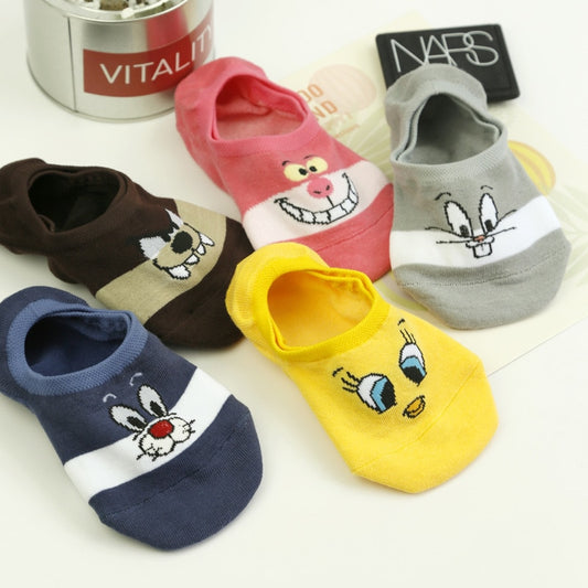 Summer Cartoon Cotton Thin Women's Boat Socks Creative Casual Cotton Funny Animals Socks