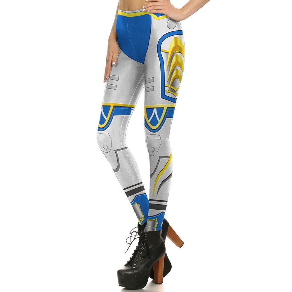 Game Cosplay  Women Leggings Armor Digital Print Gold Metal Plus Size Leggins High Waist Workout Legging
