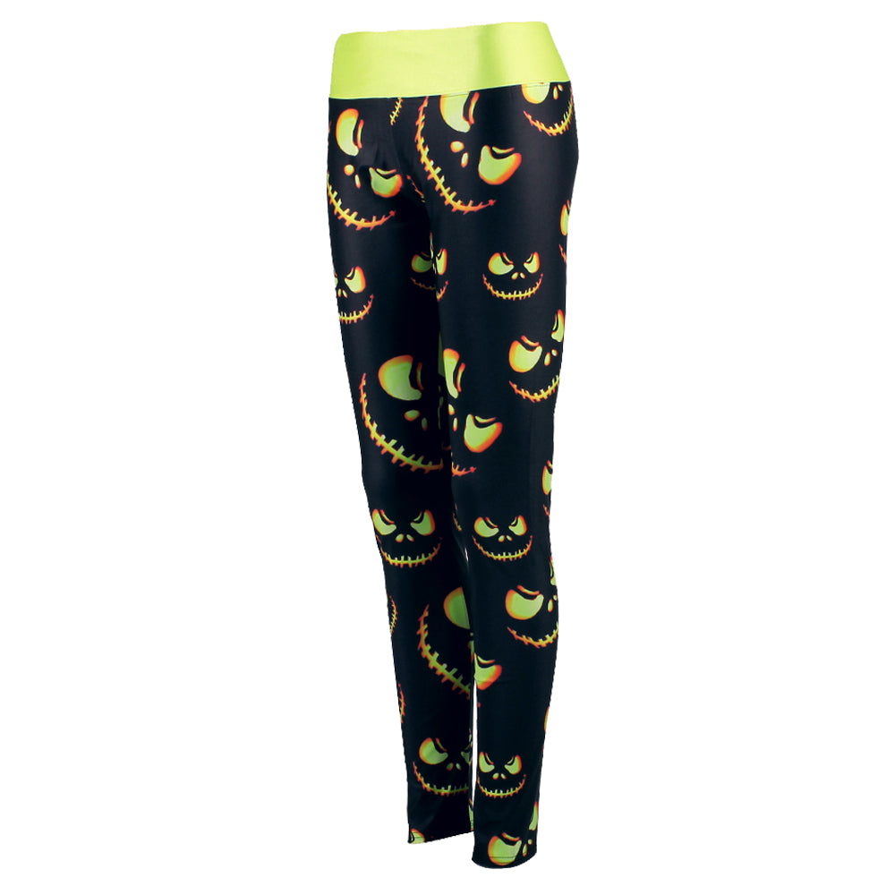 Wholesale Women Leggings Harvest Halloween Sporting Leggings Lighting Pumpkin Lantern Printed Mujer Leggins Pants