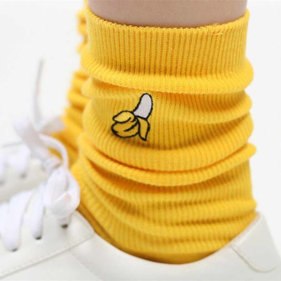 Cute Cartoon Fruit Print Avocado Banana Cherry Peach Girls Socks