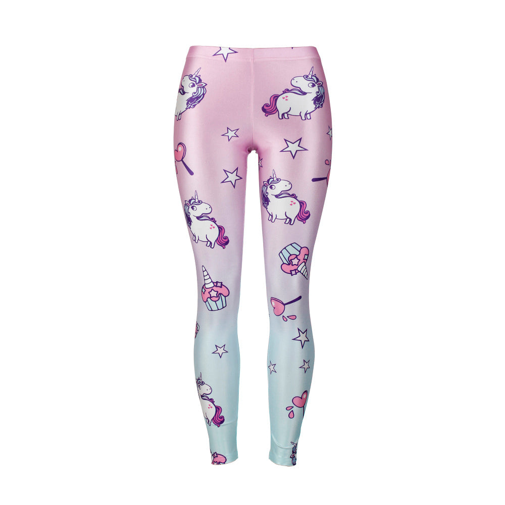 Unicorn Series  Women Leggings Star Ice Cream Digital Print Leggins Sweat Workout Woman Legging Slim Pants