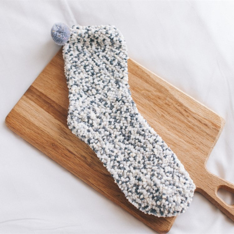 Coral Wool Socks Medium Tube Socks Cake Socks Thickened Warm Home Floor Towels Sleep Socks
