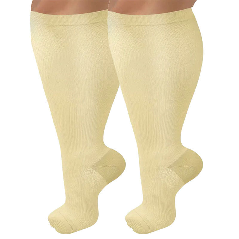 Enlarged black compression socks super wide calf and knee length socks men's and women's pressure socks 2XL-7XL