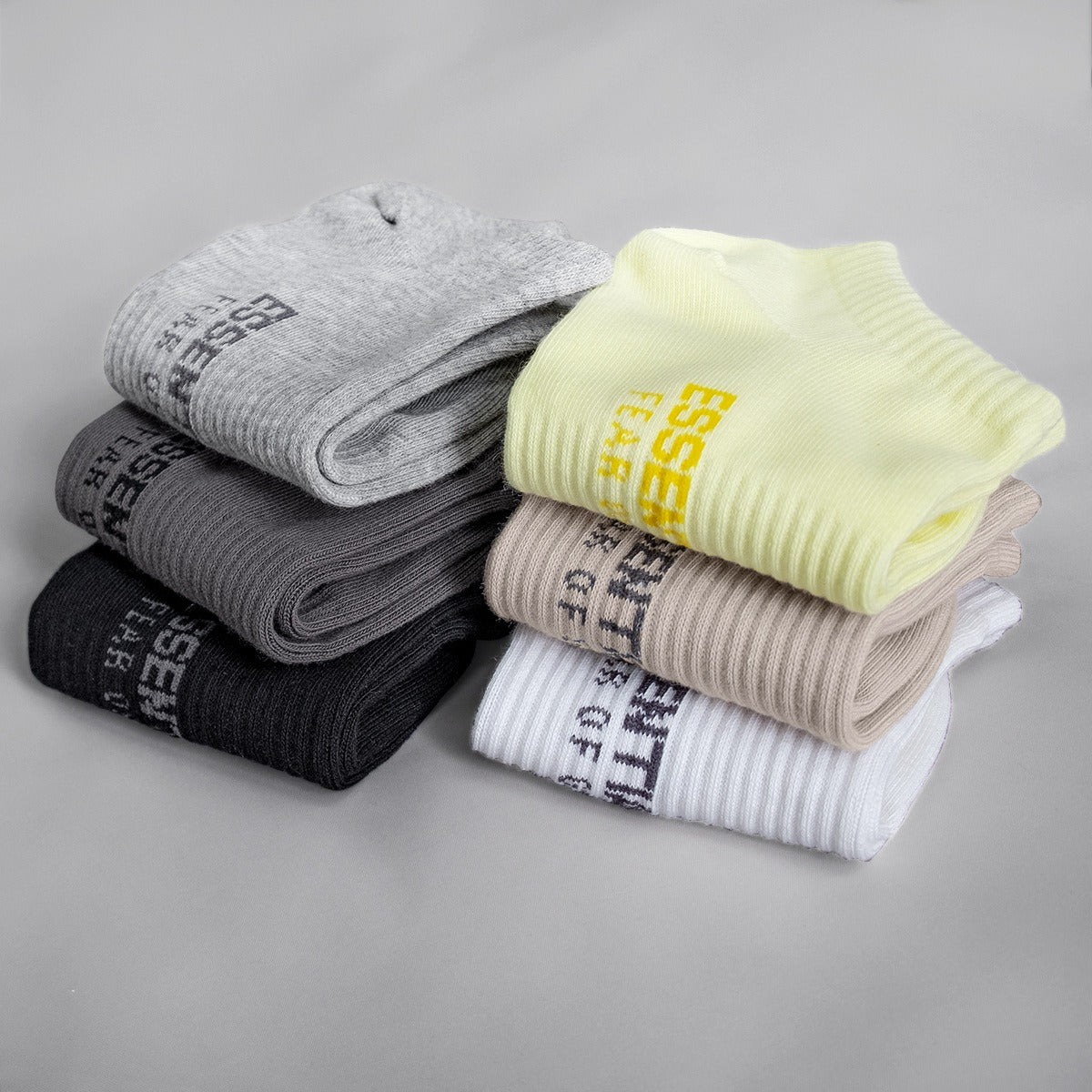 DOUBLE LINE ESSENTIALS Mens and Women's High Street FOG Letter Fashion Brand Sports Socks Boat Socks Versatile