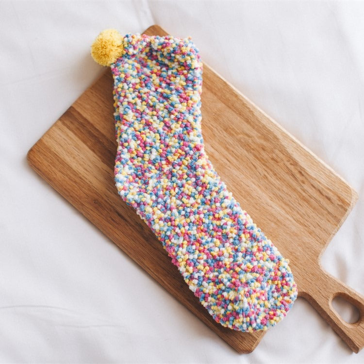 Coral Wool Socks Medium Tube Socks Cake Socks Thickened Warm Home Floor Towels Sleep Socks