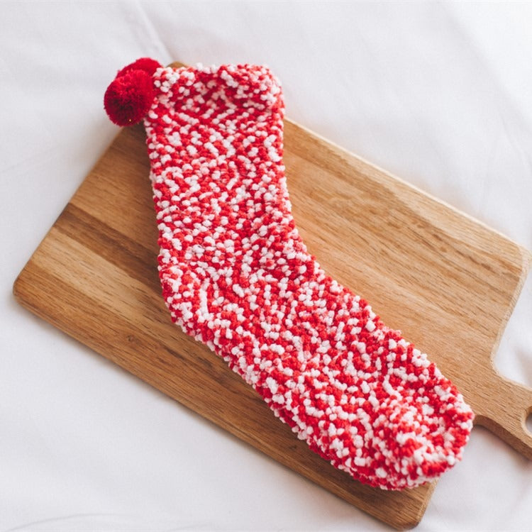 Coral Wool Socks Medium Tube Socks Cake Socks Thickened Warm Home Floor Towels Sleep Socks