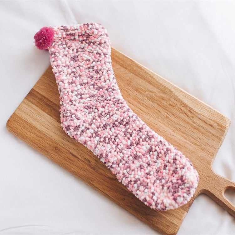Coral Wool Socks Medium Tube Socks Cake Socks Thickened Warm Home Floor Towels Sleep Socks