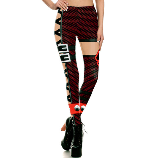 New  Women Leggings Ripple Digital Print Cool Belt Pattern Fashion Leggins Ripple Slim Elastic Workout Plus Size