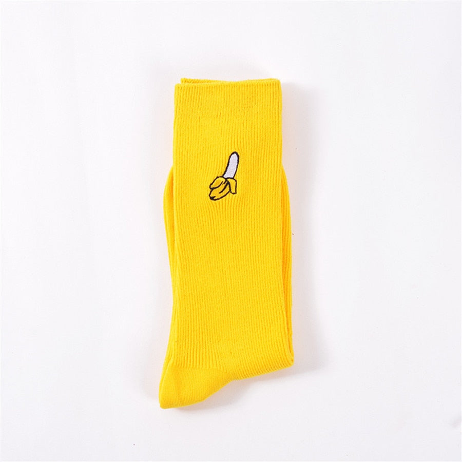 Cute Cartoon Fruit Print Avocado Banana Cherry Peach Girls Socks