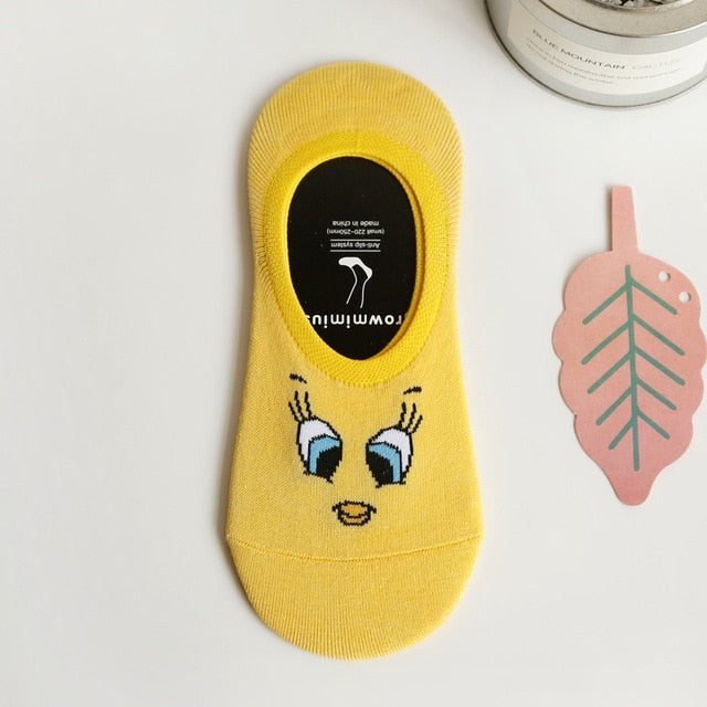 Summer Cartoon Cotton Thin Women's Boat Socks Creative Casual Cotton Funny Animals Socks