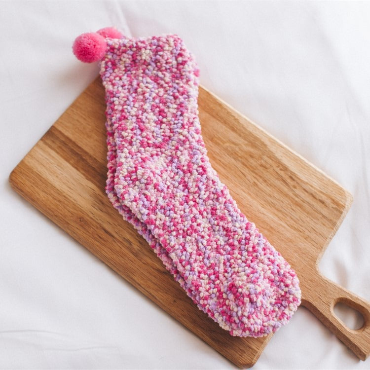 Coral Wool Socks Medium Tube Socks Cake Socks Thickened Warm Home Floor Towels Sleep Socks