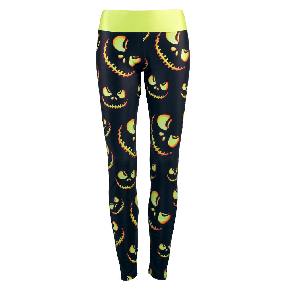 Wholesale Women Leggings Harvest Halloween Sporting Leggings Lighting Pumpkin Lantern Printed Mujer Leggins Pants