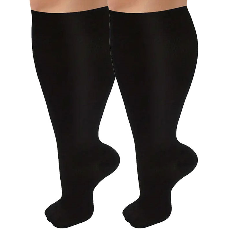 Enlarged black compression socks super wide calf and knee length socks men's and women's pressure socks 2XL-7XL