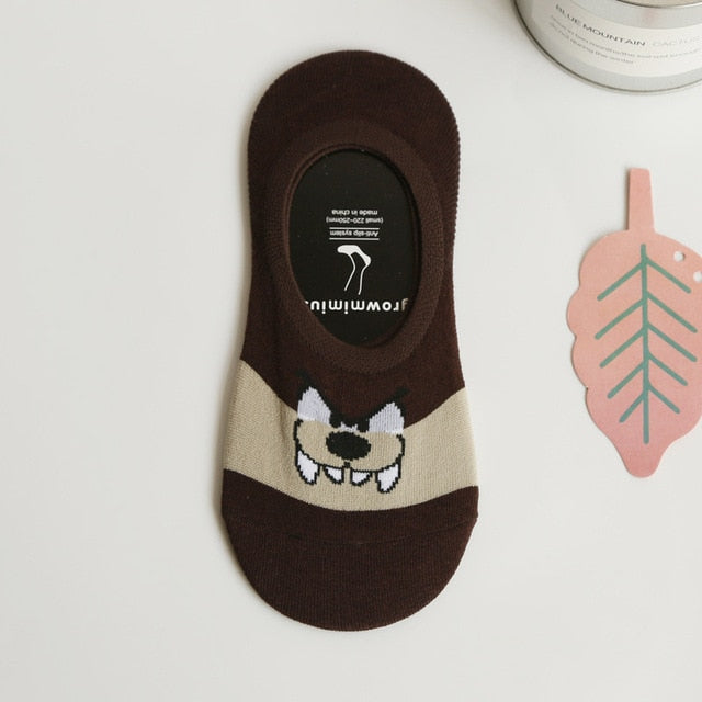 Summer Cartoon Cotton Thin Women's Boat Socks Creative Casual Cotton Funny Animals Socks
