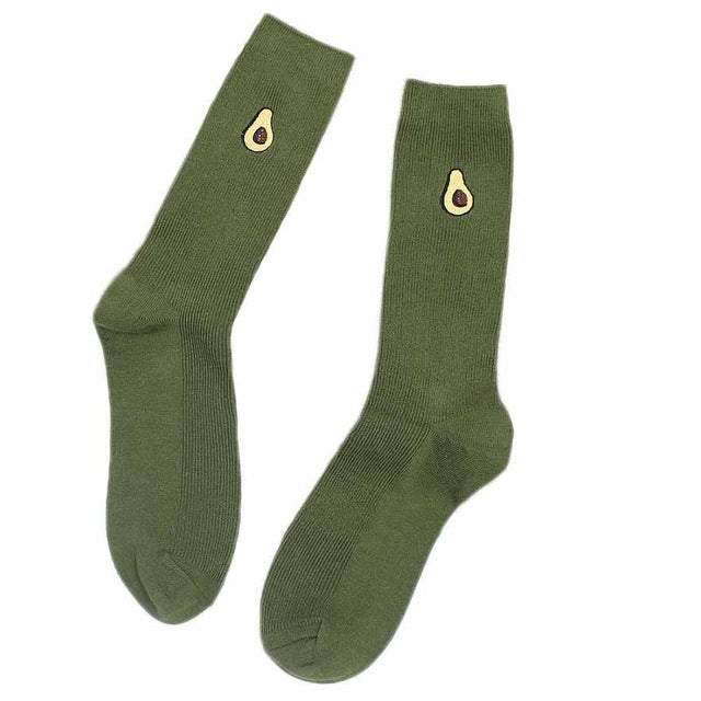 Cute Cartoon Fruit Print Avocado Banana Cherry Peach Girls Socks