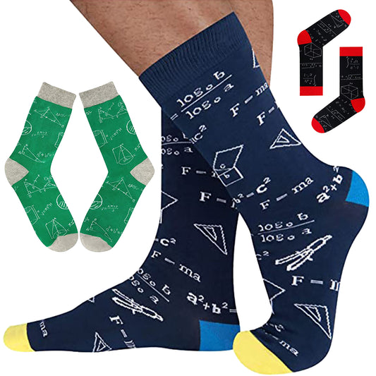 Colorful Mathematical Formula Problem Solving Printed Men's Socks Cotton Socks