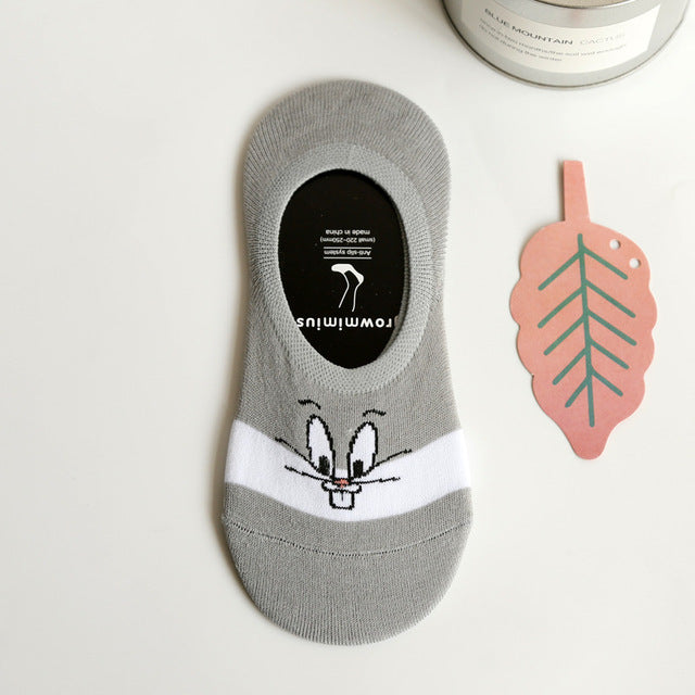 Summer Cartoon Cotton Thin Women's Boat Socks Creative Casual Cotton Funny Animals Socks