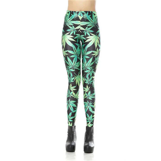 Green Leaves 3D Digital Printed Women Leggings