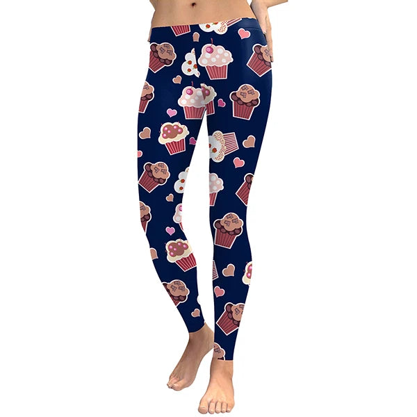 Summer New Arrival  Women Capri Leggings Cake Digital Print Sexy Slim Fitness Legging Movement Workout Leggins