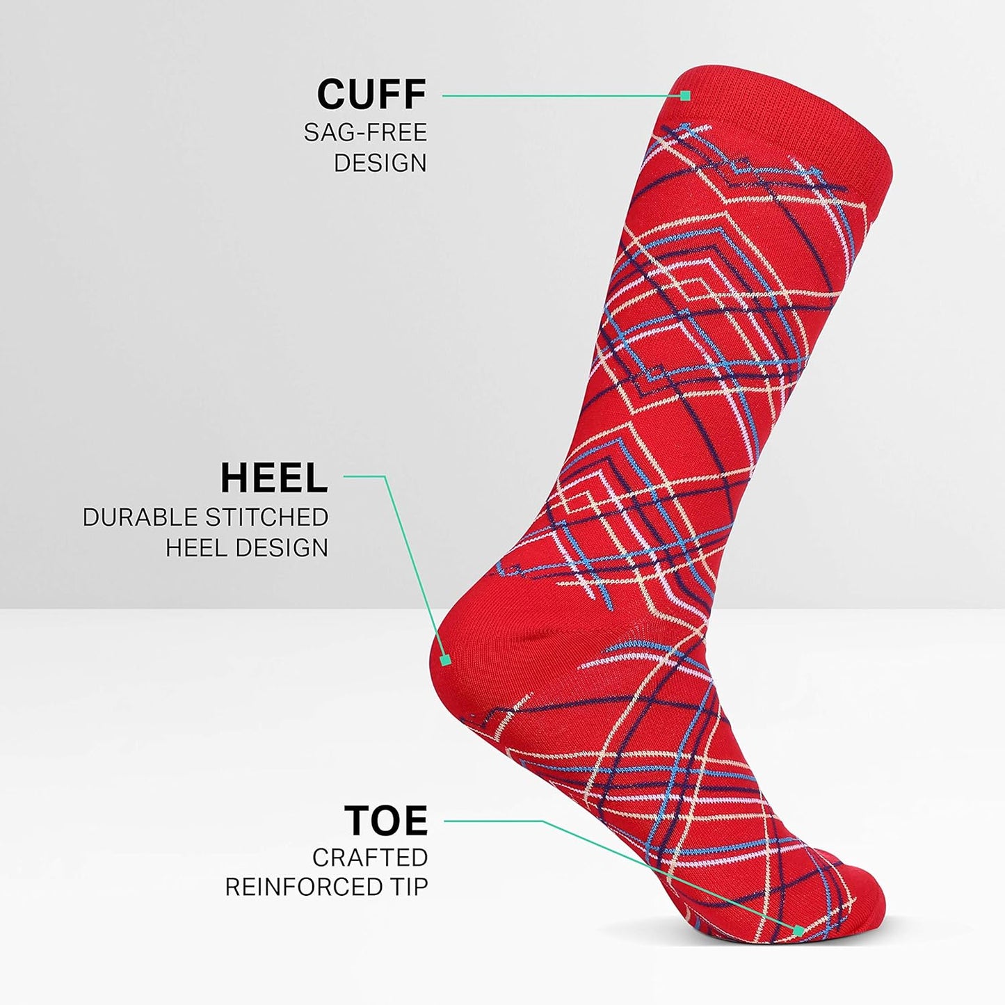 Marino Mens Patterned Dress Socks, Colorful Fun Socks, Fashion Cotton Socks - 5 Pack - Conventional Design Dress Socks