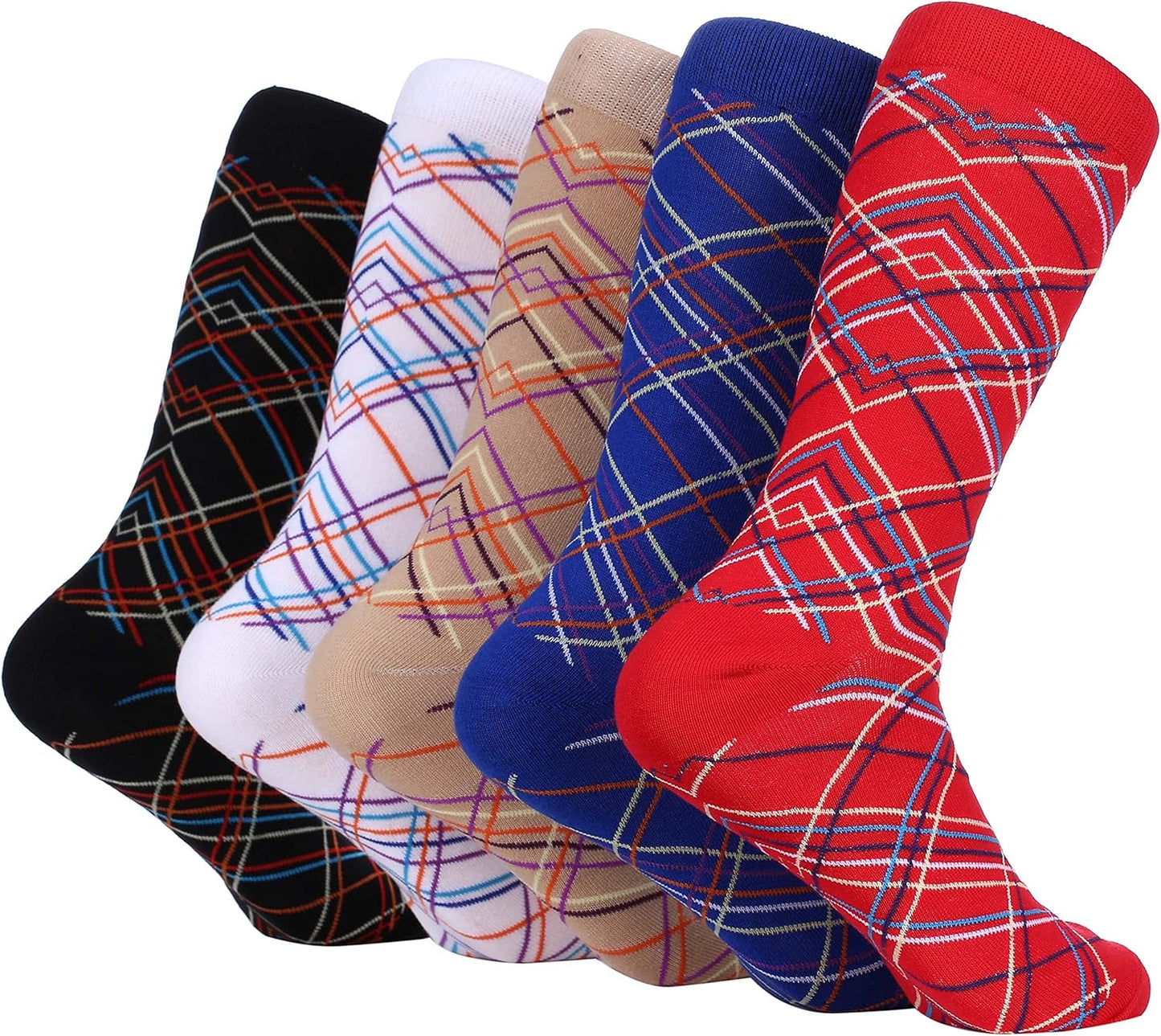 Marino Mens Patterned Dress Socks, Colorful Fun Socks, Fashion Cotton Socks - 5 Pack - Conventional Design Dress Socks